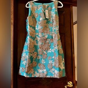 NWT Lilly Pulitzer size 10 Caitie Skirt romper Tangier Teal Gold Metallic Floral